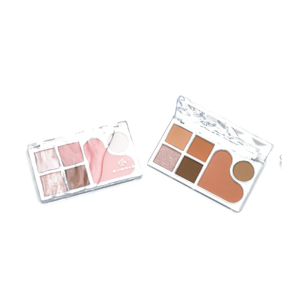 Slim clear four pan eyeshadow palette with mirror lid