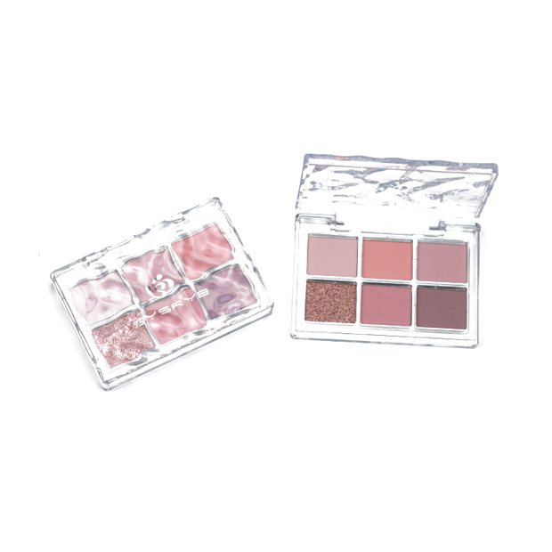 Six pan eyeshadow palette with marbled clear lid