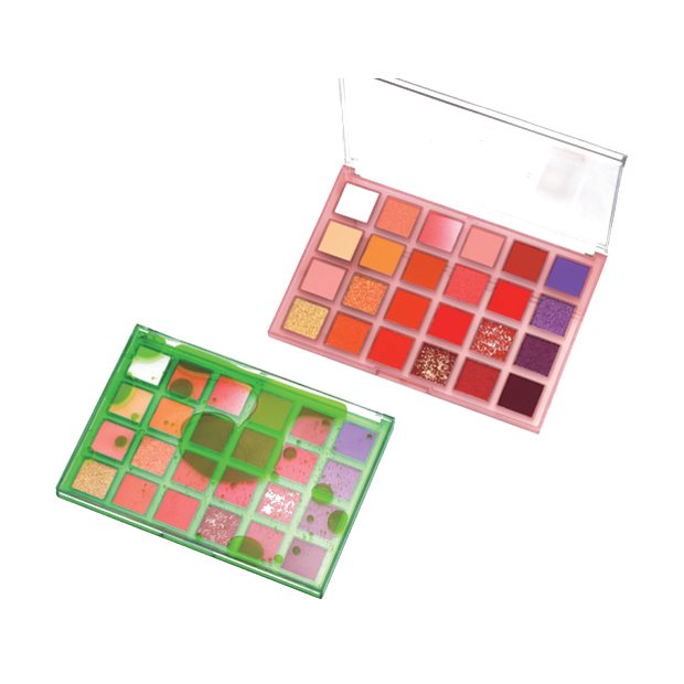 Large colour book palette with dozens of eyeshadow shades