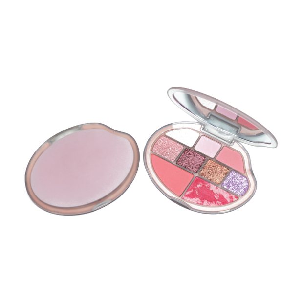 Round palette with mixed eyeshadow and blush pans