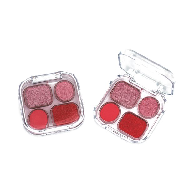 Heart shaped four pan compact with red and berry shades