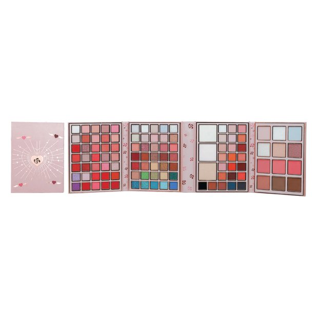 Wide book style palette with sixty eyeshadow shades