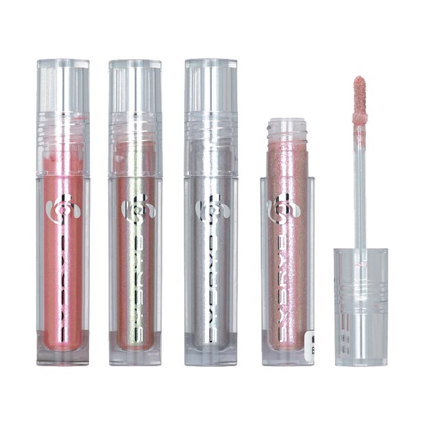 Rose toned liquid eyeshadow tubes with fine shimmer