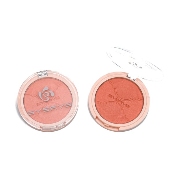 Square blush compact in warm terracotta shades