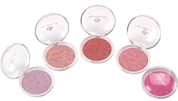 Round single blush compacts in pink shades